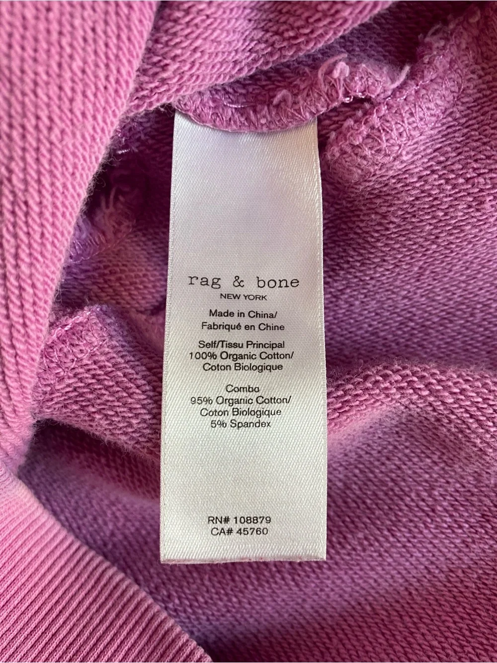 Rag & Bone City Tie Dye Terry Sweatshirt in Fuchsia Size M
